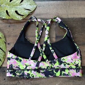 Lululemon Black and Pink Camo Sports Bra Size 6
